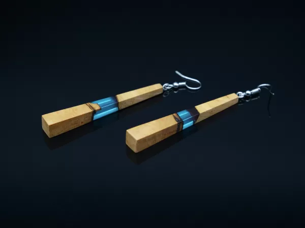 Earrings Made of Apricot Wood and Silver 925