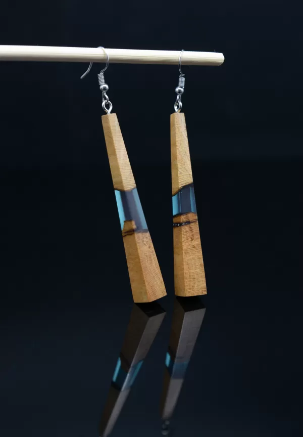 Earrings Made of Apricot Wood and Silver 925