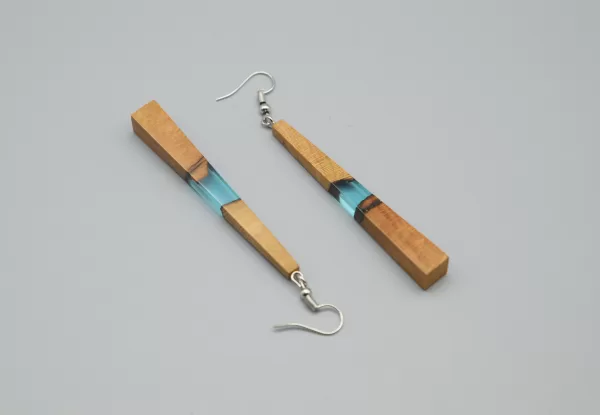 Earrings Made of Apricot Wood and Silver 925