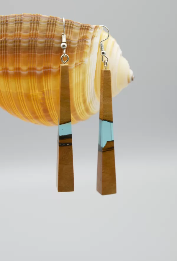 Earrings Made of Apricot Wood and Silver 925