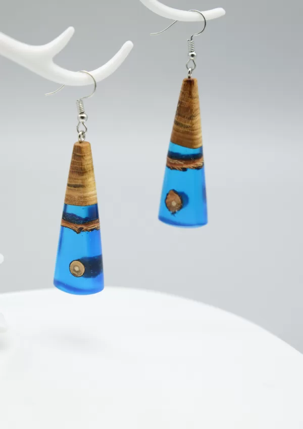 Earrings Made of Apricot Wood and 925 Silver