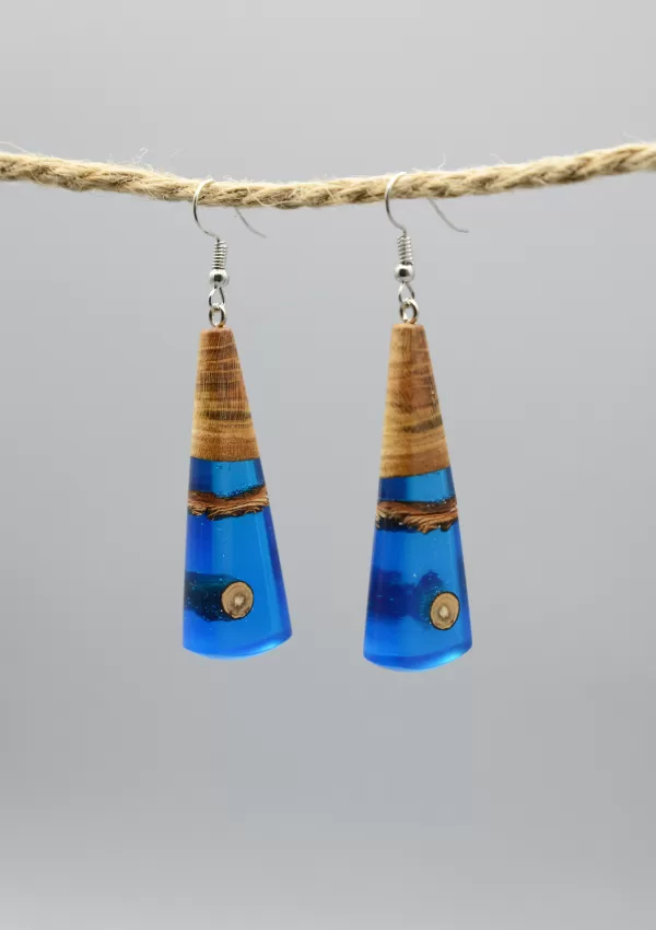 Earrings Made of Apricot Wood and 925 Silver