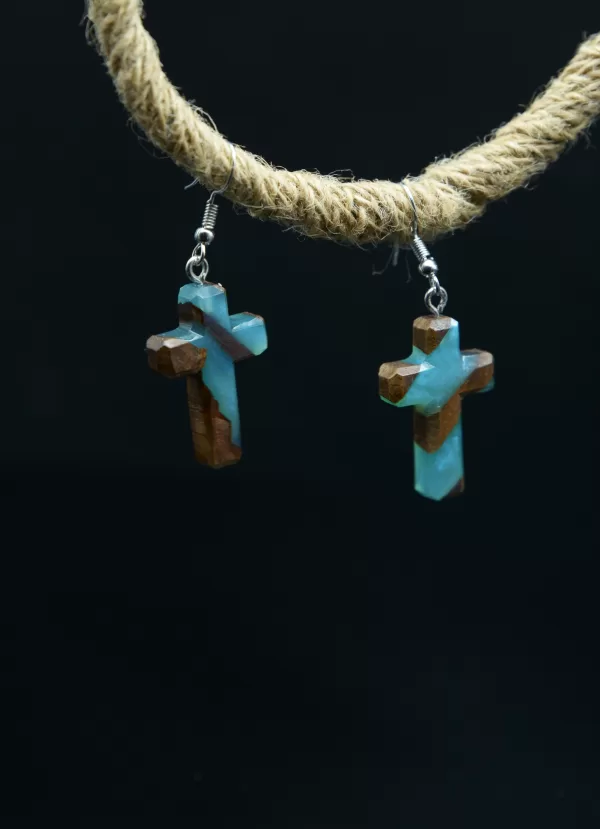 Crosses, Made of Walnut Wood and Resin