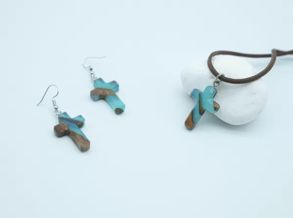 Crosses, Made of Walnut Wood and Resin