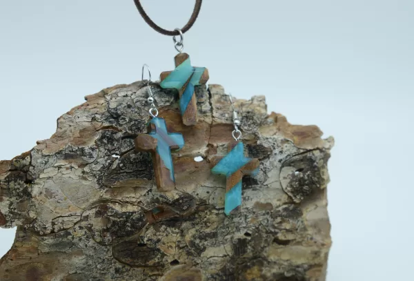 Crosses, Made of Walnut Wood and Resin