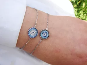 Lucky Evil Eye Charm Bracelet Sterling Silver 925