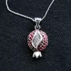 Sterling Silver Red Zircon Pomegranate Necklace