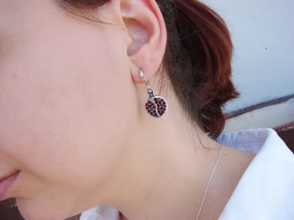 Sterling Silver Pomegranate Pendant and Earrings