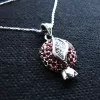 Sterling Silver Red Zircon Pomegranate Necklace