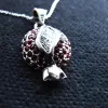 Sterling Silver Red Zircon Pomegranate Necklace