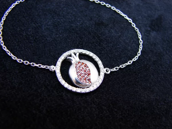 Pomegranate Charm Bracelet 925 Sterling Silver