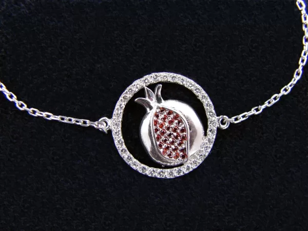 Pomegranate Charm Bracelet 925 Sterling Silver