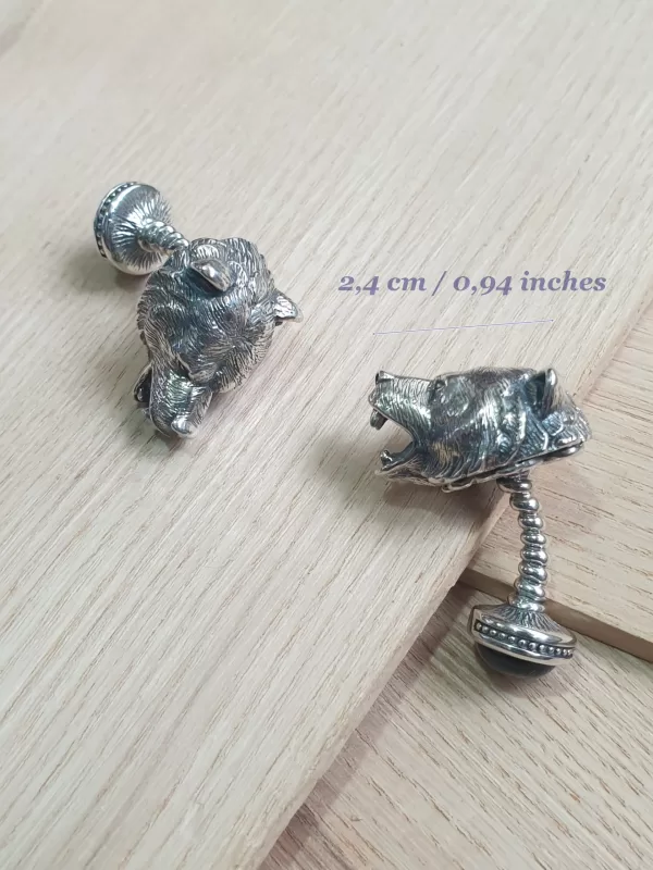 Silver Men's Bear Cufflinks