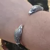 Men's Eagle Cuff Bracelet, Sterling Silver and Leather