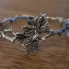 Sterling Silver Tree Branch with Leaves Cuff Bracelet