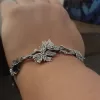 Sterling Silver Tree Branch with Leaves Cuff Bracelet