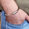 Men's Bullet Cuff Bracelet, Sterling Silver and Leather