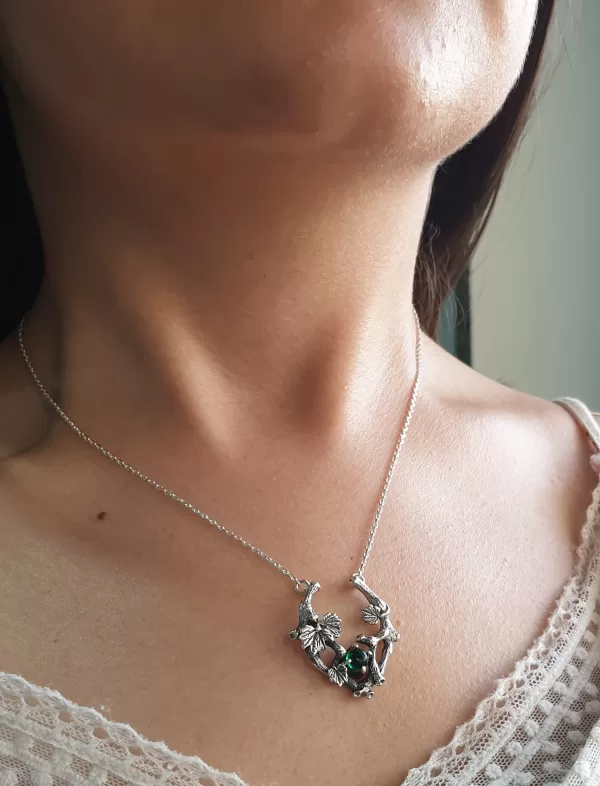 Sterling Silver Grape Branch Necklace