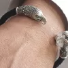 Men's Cuff Bracelet Eagle, Leather and Sterling Silver