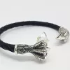 Men's Cuff Bracelet Eagle, Leather and Sterling Silver