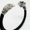 Men's Cuff Bracelet Eagle, Leather and Sterling Silver