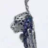 Sterling Silver Leopard Pendant with Druzy Rainbow Carborundum