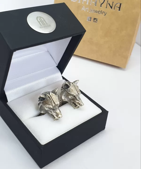 Sterling Silver Men's Wolf Cufflinks