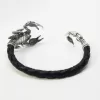 Men's Scorpio Cuff Bracelet, Sterling Silver and Leather