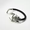 Men's Scorpio Cuff Bracelet, Sterling Silver and Leather