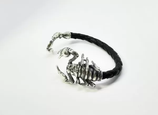 Men's Scorpio Cuff Bracelet, Sterling Silver and Leather