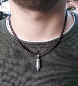 Bullet Pendant Sterling Silver 925, Leather cord