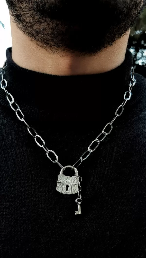 Sterling Silver Chain Necklace with Lock