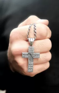 Large Cross with Prayer, Sterling Silver 925, Religious Gift