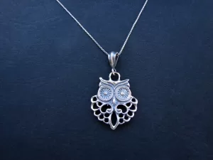 Owl Pendant Sterling Silver 925