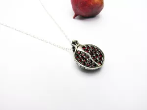 Sterling Silver Pomegranate Pendant and Earrings