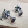 Sterling Silver Men's Wolf Cufflinks