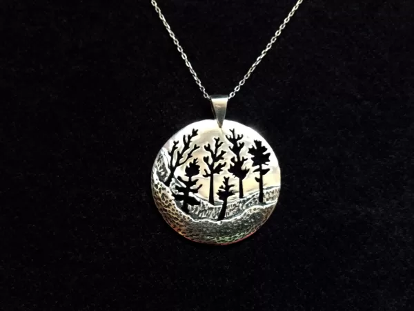 Sterling Silver 3D Forest Pendant Necklace