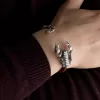 Men's Scorpio Cuff Bracelet, Sterling Silver and Leather