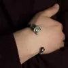 Men's Cuff Bracelet Taurus, Sterling Silver and Leather