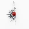 Sterling Silver Red Coral Sun Pendant