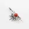 Sterling Silver Red Coral Sun Pendant