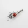 Sterling Silver Red Coral Sun Pendant