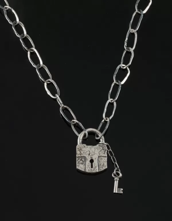 Sterling Silver Chain Necklace with Lock