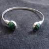 Sterling Silver Malachite Bangle Cuff Bracelet