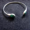 Sterling Silver Malachite Bangle Cuff Bracelet