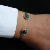 Sterling Silver Malachite Bangle Cuff Bracelet