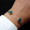 Sterling Silver Malachite Bangle Cuff Bracelet