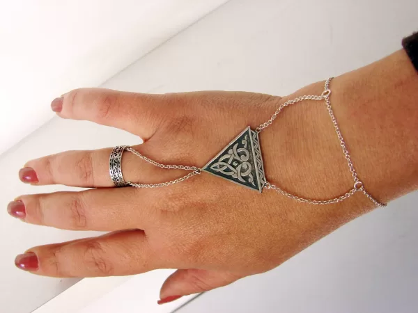 Triangle Charm Link Chain Bracelet and Ring