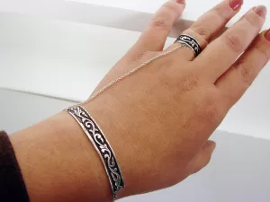 Sterling Silver Chain Link Bracelet and Ring