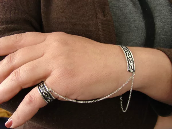 Sterling Silver Chain Link Bracelet and Ring